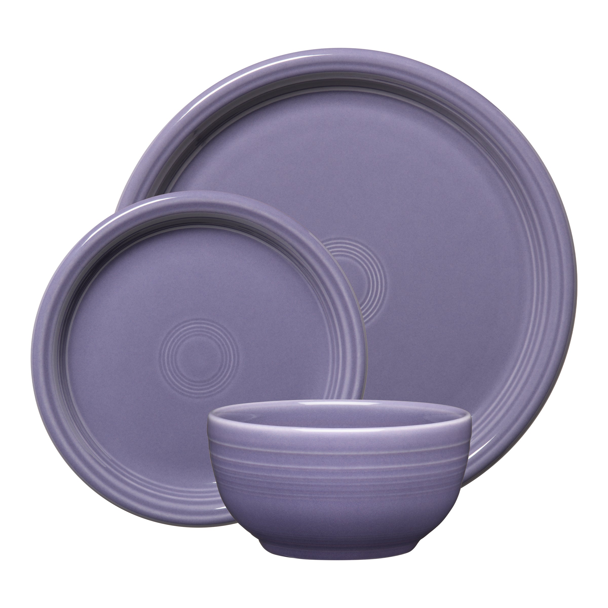 Lavender Bistro Coupe 3-Piece Dinnerware Set. Service for 1