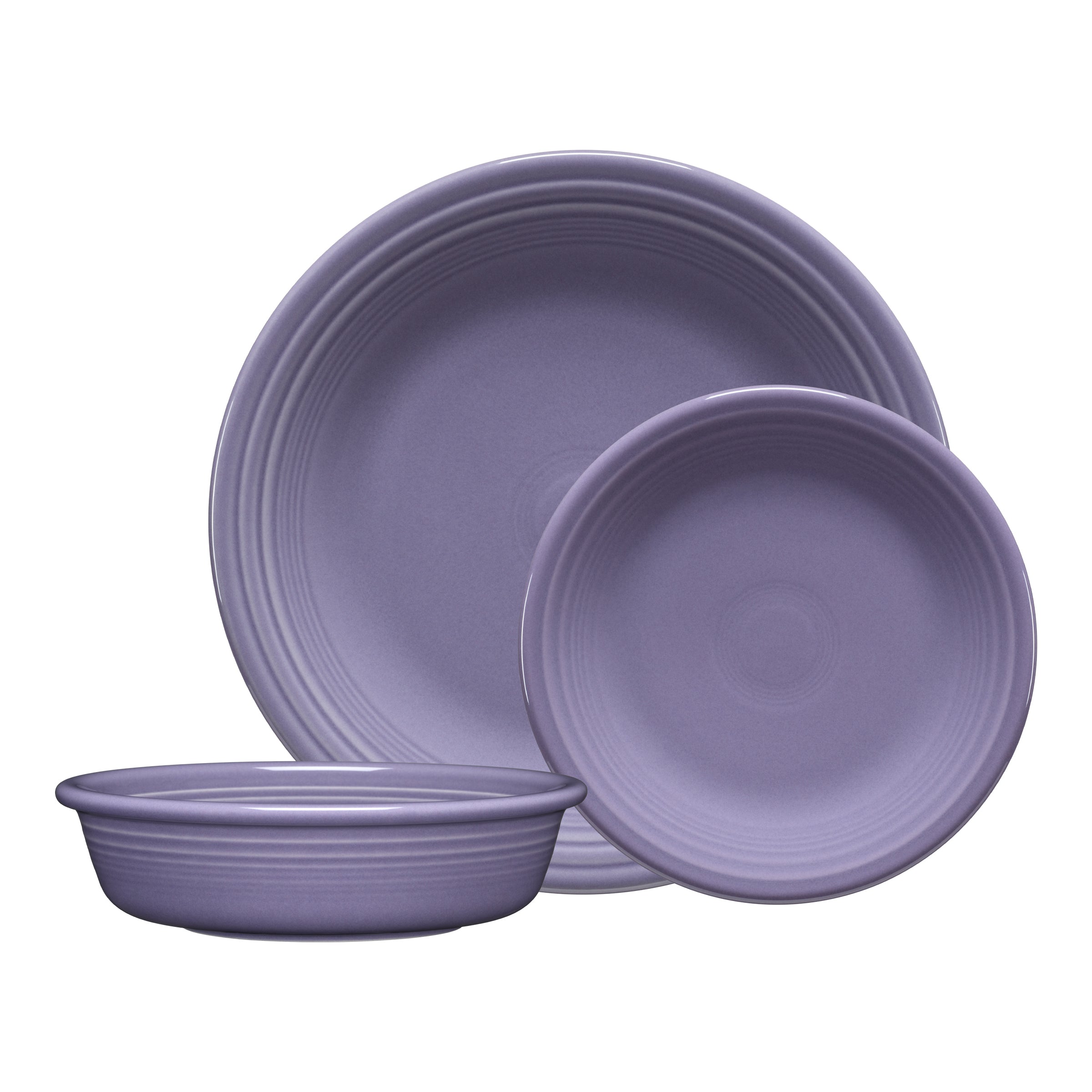Lavender Classic Rim 3-Piece Dinnerware Set. Service for 1