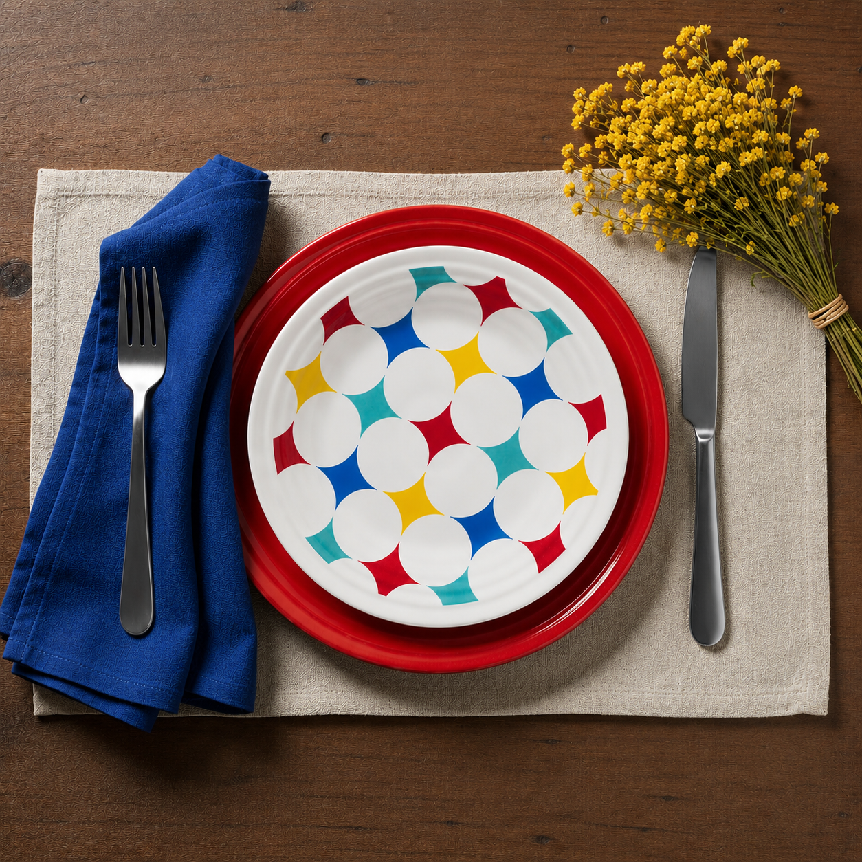 Fiesta Vibrant Kaleido Circles Classic Rim 9 Inch Luncheon Plate - Image 3