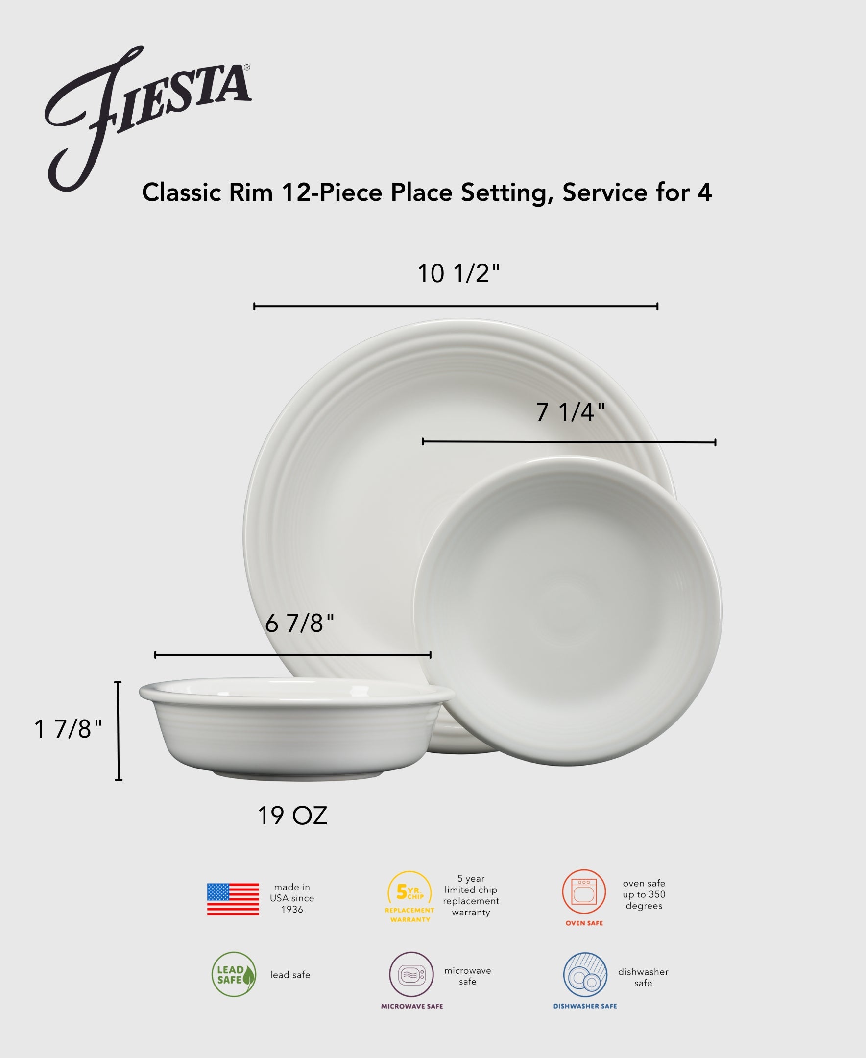 Lavender Classic Rim 12-Piece Dinnerware Set. Service for 4 - Image 3