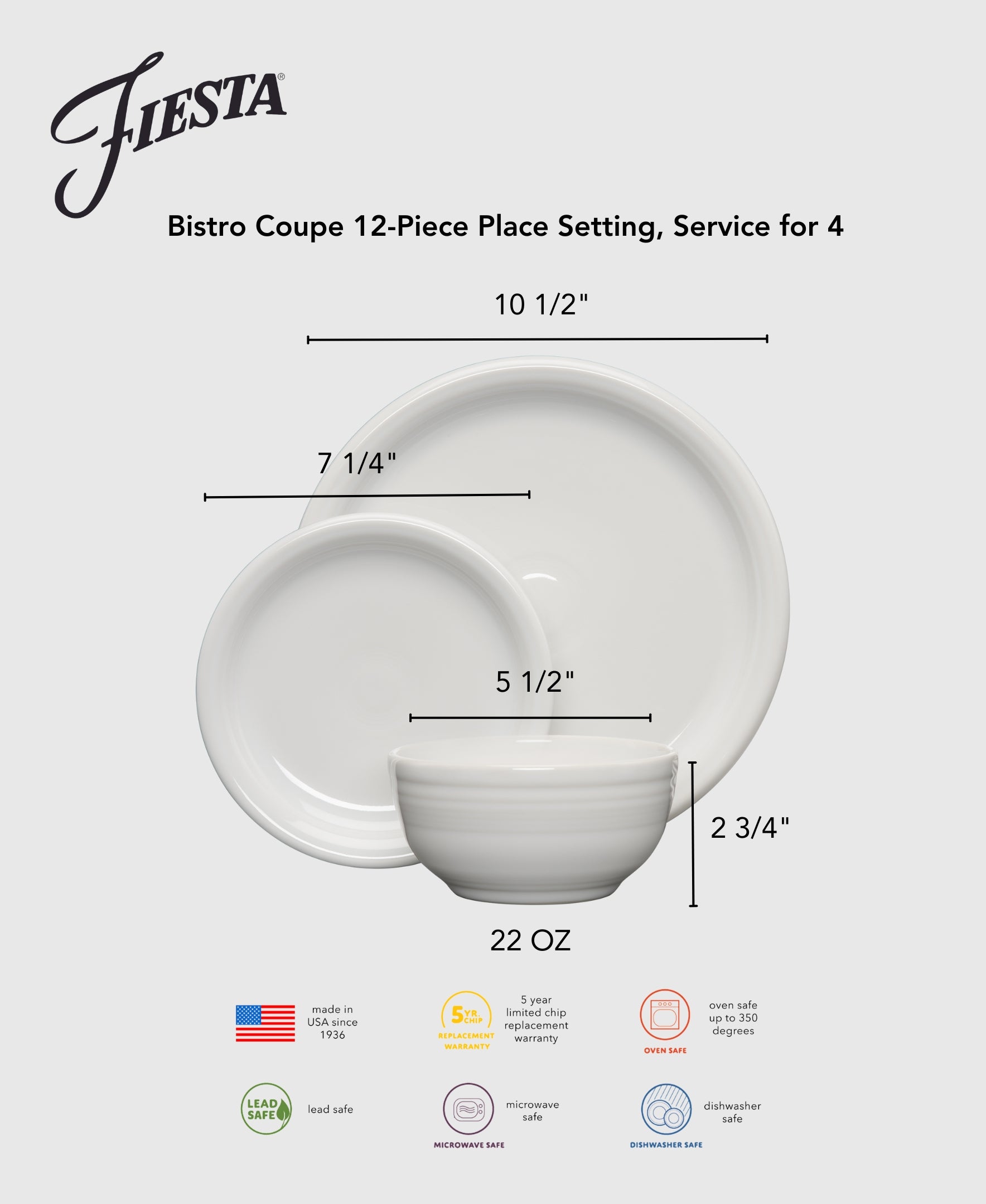 Mixed Aegean Bistro Coupe 12-Piece Dinnerware Set. Service for 4 - Image 4