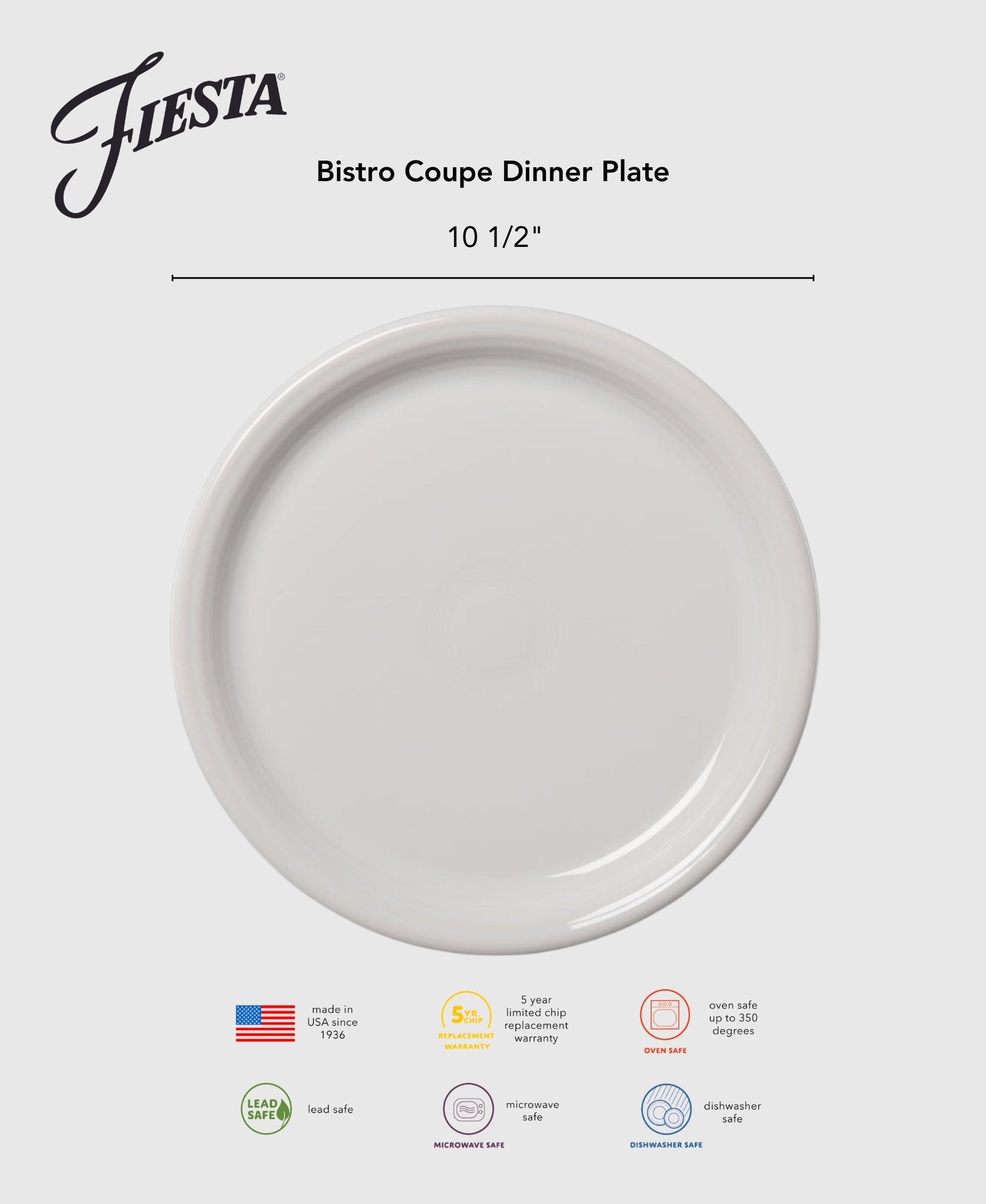 Retired Bistro Coupe 10 1/2 Inch Dinner Plate - Image 2