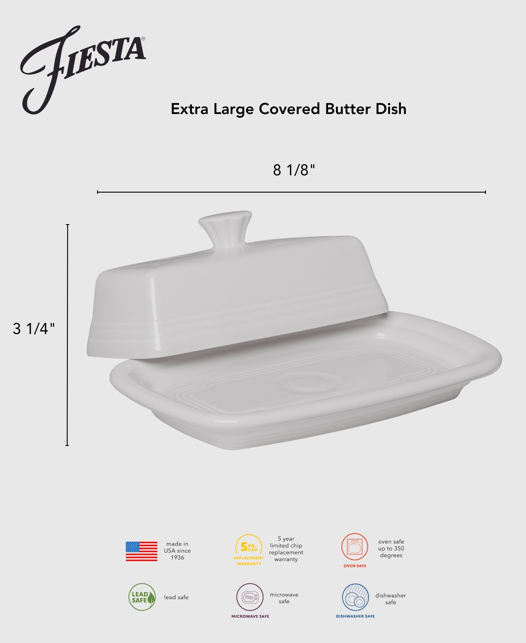 Retired Extra Large Covered Butter Dish 8 1/8 Inch x 5 1/8 Inch - Image 2