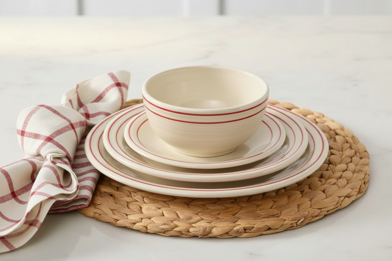 Americana Scarlet Band Classic Bistro 3-Piece Dinnerware Set. Service For 1 - Image 2