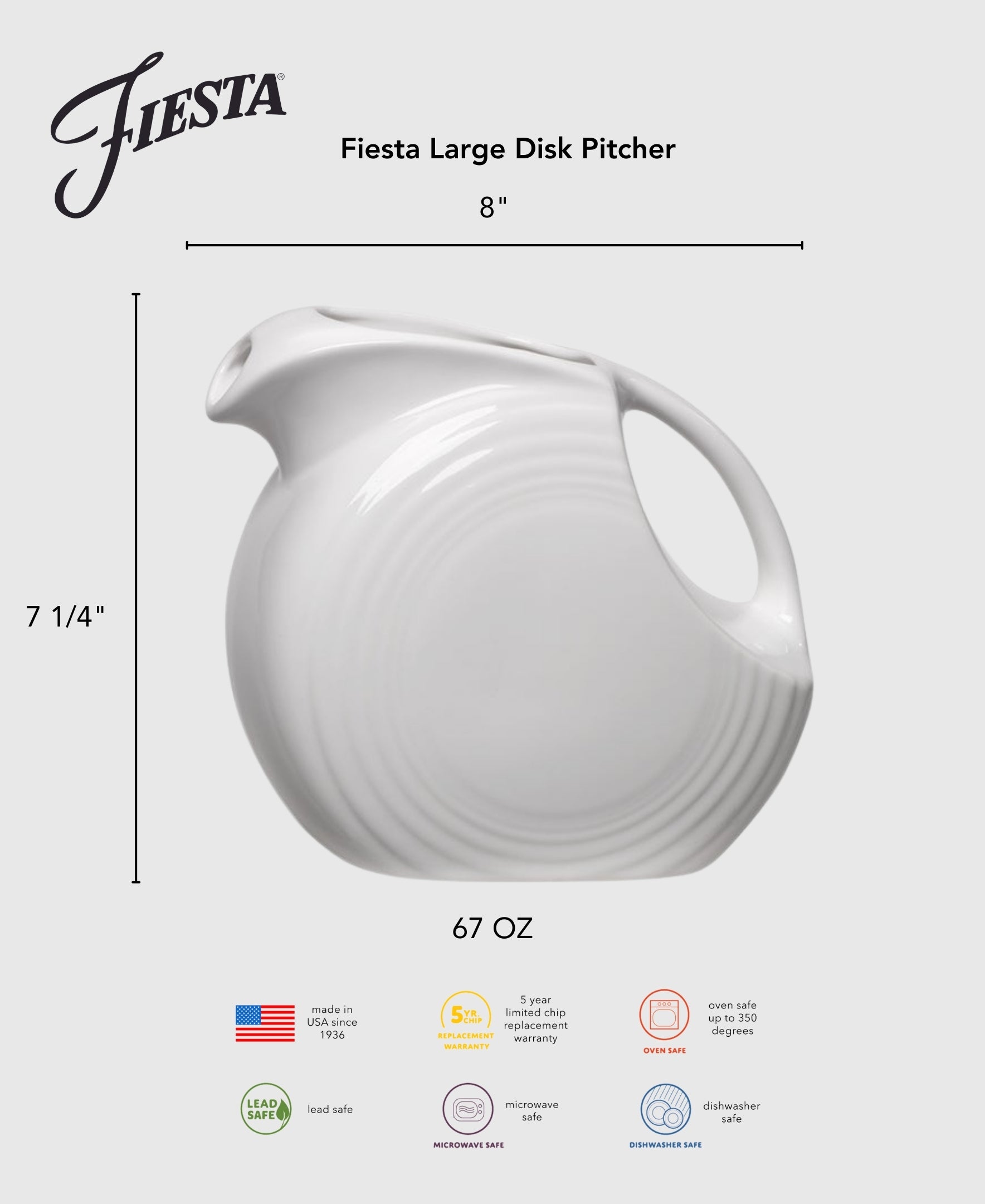 Fiesta 67 OZ Large Disk Pitcher - Image 2