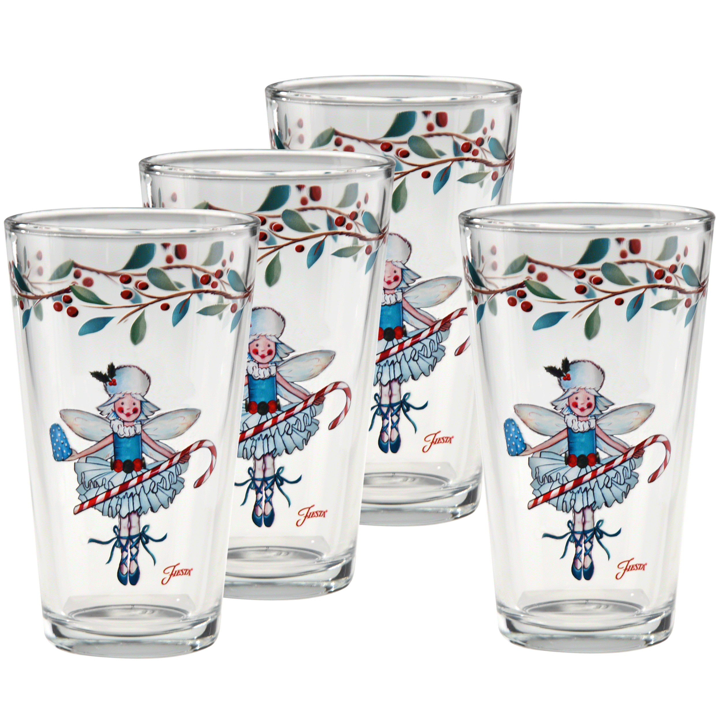 Nutcracker Sugar Plum Fairy 16 oz. Cooler Glass - Set of 4